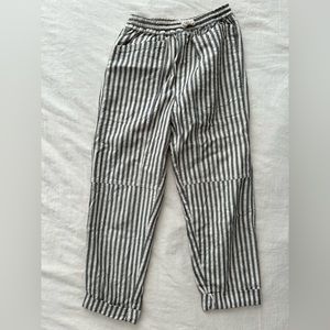 100% Linen, striped, cinched waist/ankle pant from Santorini, Greece